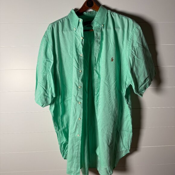 Ralph Lauren Short Sleeve Button Down Chambray Oxford Green Size 2XLT - Picture 1 of 6